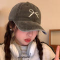Breathable Bow Embroidered Baseball Hat Lightweight Adjustable Sunscreen Vintage Baseball Cap Embroidered Soft Top Sunproof Cap for Travel Hat Outdoor Sun Shade Women's Cap Daily Wear Streetwear. 