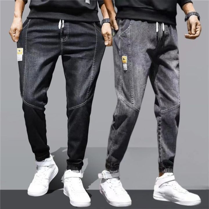 2024 Spring Black Blue Cargo Jeans Men Streetwear Denim Jogger Pants Men Baggy Harem Jean Trousers Plus Size 5XL