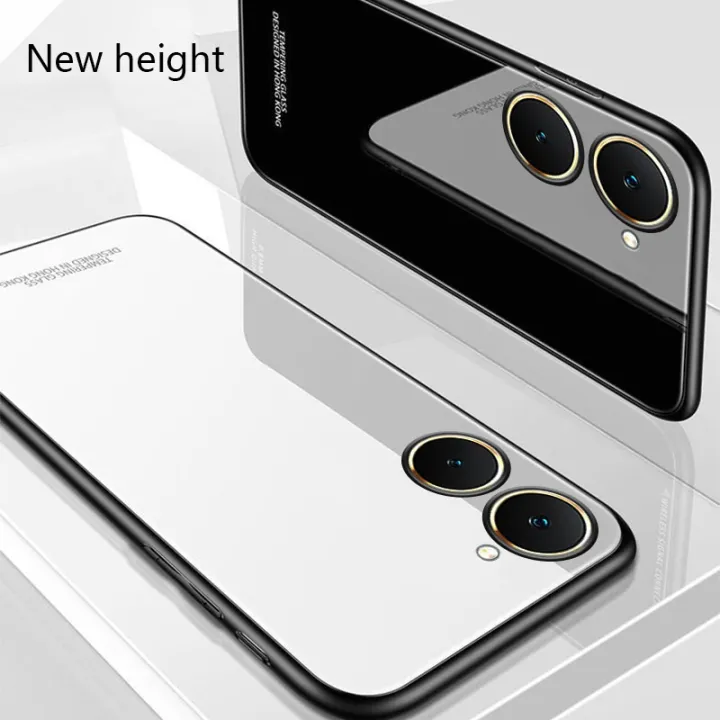 Biruiqu%20For%20VIVO%20Y03%20/%20VIVO%20Y03t%20Shockproof%20Tempered%20Glass%20Back%20Soft%20Silicone%20Edge%20Black%20Case%20Cover%20Casing%20-%20Image%202