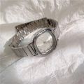Women Small Square Quartz Watch Fashion Green Dial Stainless Steel Strap Wristwatch. 
