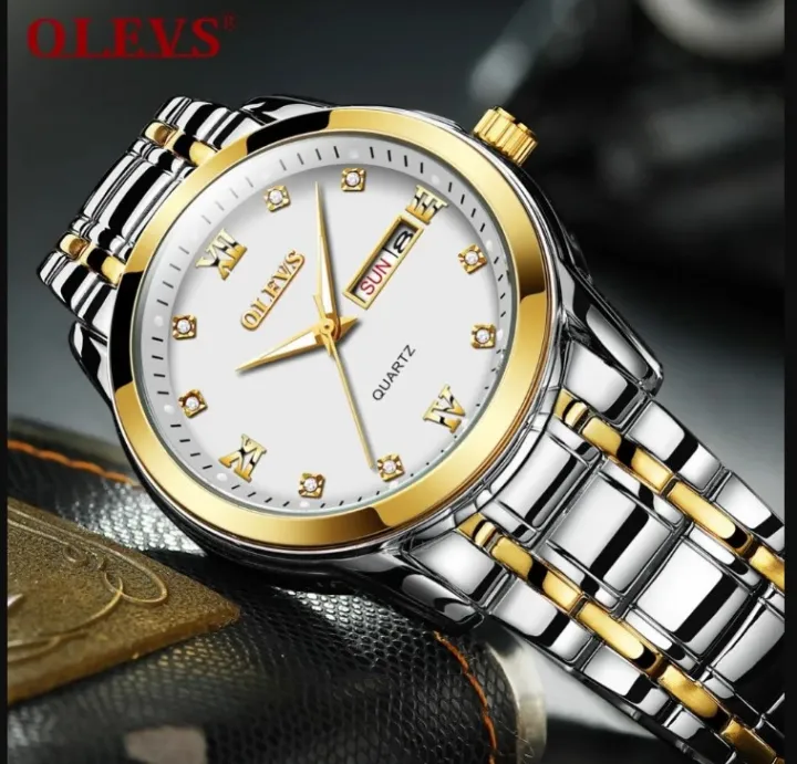 Olevs%208691S%20Golden%20&%20Silver%20Stainless%20Steel%20Analoge%20Wrist%20Watch%20For%20Men%20-%20White%20Silver%20&%20Golden%20-%20Image%203