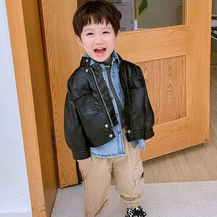 New%202023%20Boys'%20PU%20Leather%20Toddler%20Jacket%20Baby%20Boy%20Spring%20Autumn%20Infant%20Kids%20Girls%20Motorcycle%20Coat%20Korean%20Style%20Black%20Outerwear%20-%20Image%203
