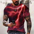 2022 lightning cat men's T-shirt 3D digital personalized o neck short sleeve shirt tops summer oversized fashion cool streetwear.