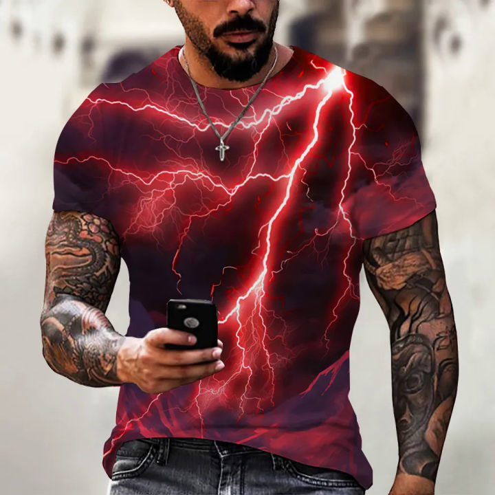 2022%20lightning%20cat%20men's%20T-shirt%203D%20digital%20personalized%20o%20neck%20short%20sleeve%20shirt%20tops%20summer%20oversized%20fashion%20cool%20streetwear%20-%20Image%202