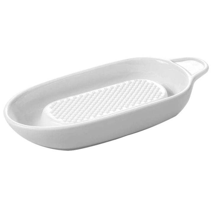Porcelain Grater Plate for Ginger, Garlic and Onion for Kitchen, for Cooker Apple Meat Puree Vegetable Grinder-White