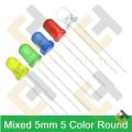 LED Mixed 5mm 5 Color 100Pcs Green Red Yellow White Blue Round LED Light Emitting Diode Basic Light Bulbs For Electronics Project Indicator Front Panels Light DIY. 
