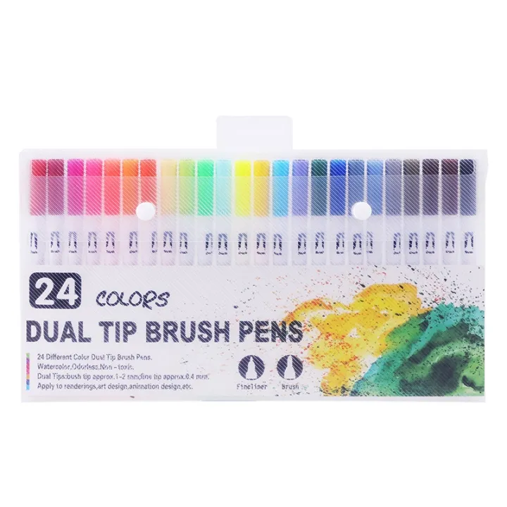12/24/36/48PCS%20Colors%20FineLiner%20Dual%20Tip%20Brush%20Pens%20Drawing%20Painting%20Watercolor%20Art%20Marker%20Pens%20School%20Supplies%20-%20Image%209