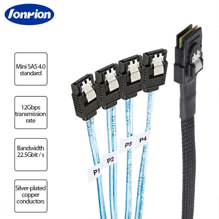 SATA Cable Mini-SAS SFF-8087 To 4 SATA Cable Mini SAS 4i SFF8087 36P To 4 SATA 7P Cable 12Gbps 1/0.5M Hard Drive Data