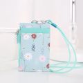 Women Floral Card Holder Wallet With Neck Strap Lanyard Badge PU Leather Wallet Bank Credit Card ID Holder Wallet Case Purse Bag.
