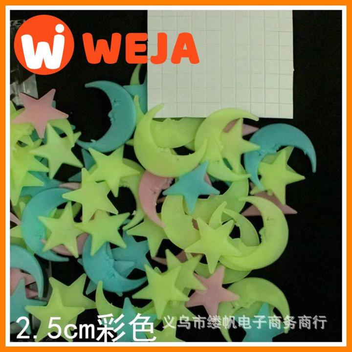 100Pcs Moon Star Wall Sticker Bedroom Fluorescent Glow In The Dark Stars 3D Stickers Home Decor Kids Gifts