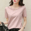 Women's Short Sleeve 2022 New Summer Solid Color T Women's T-shirt V Collar Loose Korean Style Hollow Top Casual ins T-shirt Fashion.