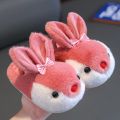 Children Winter Thick Slippers Kids Cotton-padded Shoes Baby Indoor Warm Slippers Girls Cute Cartoon Rabbit Animal Shoes Slides. 