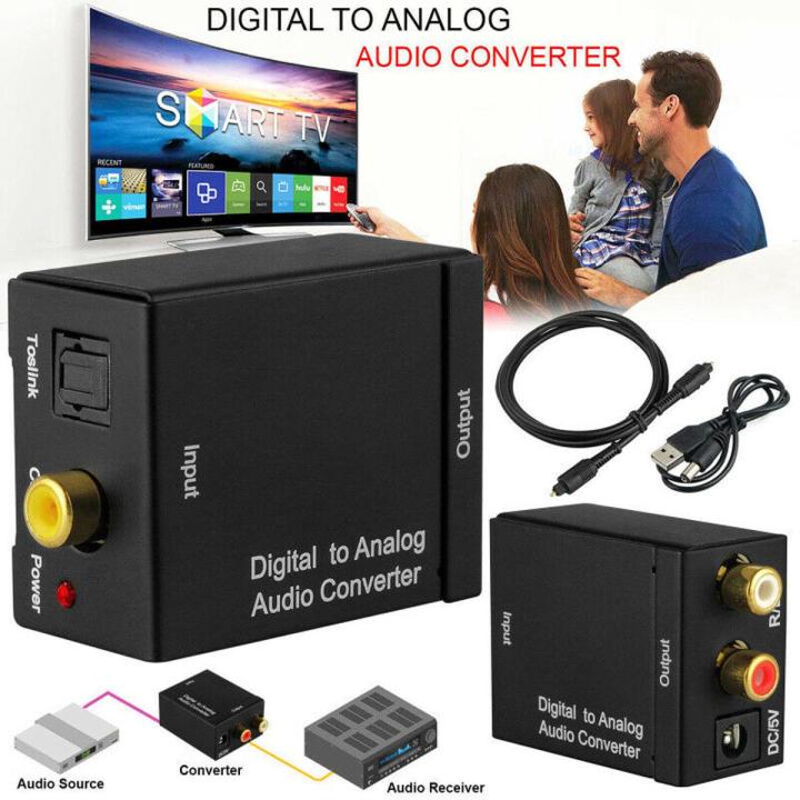 Digital Optical Coax to Analog RCA Audio Converter Adapter with Fiber Cable