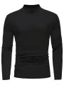 Fashion black base shirt Solid round neck men's long sleeved T-shirt men's. 