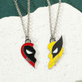 Movie Deadpool and Wolverine Best Friends Necklace Set Split Heart Matching Pendant Necklace for Women Men Cosplay Jewelry Gift. 