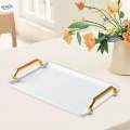 Makeup Vanity Tray Home Decorative Tray Desktop Organizer Non Slip with Dual Handles Buffet Plates Decorative Tray Kitchen Housewarming Gift. 