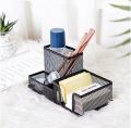Deli E9175 Mesh Desk Organiser - 3 Compartment (Black). Mesh Desktop Organizer Storage Caddy Pen Holder Stand Stationery Container..