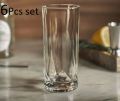Drinking water glass Clear Tall Water Galss - 6 pcs set, W046. 