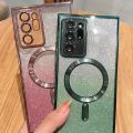 Glitter Magnetic Case For Samsung Galaxy S24 S23 S22 S21 S20 Note20 Plus Ultra S20FE S21FE S23FE Magsafe Wireless Original Cover. 