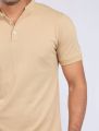 Henley T-shirt for Men in Light Caramel Colour. 