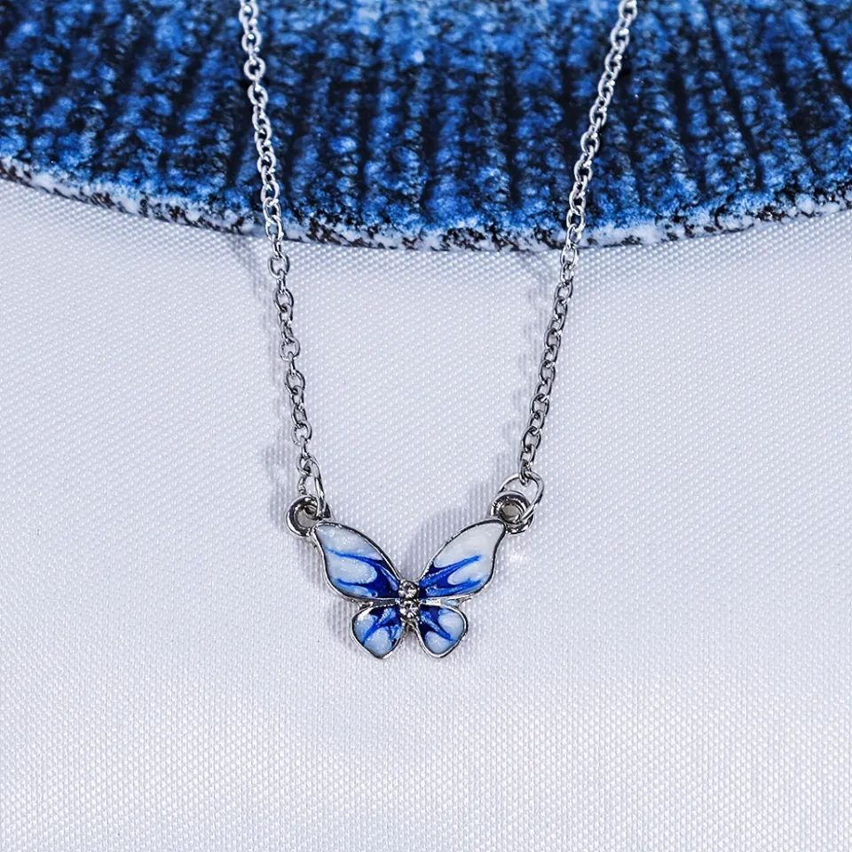 Sweet Blue Butterfly Necklace Fashionable and Gentle Necklace