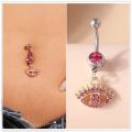 Bohemia Hamsa Hand Dangle Navel Ring Surgical Steel Turkish Lucky Blue Eye Belly Button Ring Piercing Ombligo Body Jewelry. 