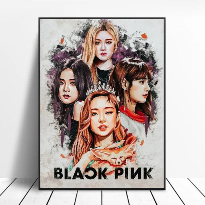 Korean Girl Fashion Pretty Hd Print Painting Group Black Pink Art Canvas Poster Home Wall Fashion Girl Room Living Decor Poster
