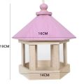 Wooden Bird Feeder Bird House with Roof Garden Decoration of Hexagon Shape Bird Nest Home Decoration, Yard Decoration, Large Capacity Wild Bird Feed Dispenser.