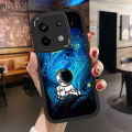 Hontinga for Redmi Note 13 Pro Plus Note 13 Pro 5G Back Cover PU Leather Moon Astronaut Phone Case Soft Silicone Edge Mobile Cover. 