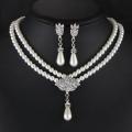 Elegant Simulated-pearl Bridal Jewelry Sets Rhinestone Pearl Necklace Earrings SEVICH. 