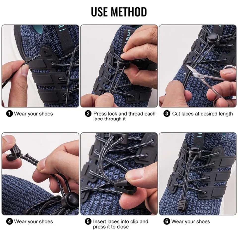 Elastic No Tie Laces Shoe Boot Trainer Easy Lock Reflective