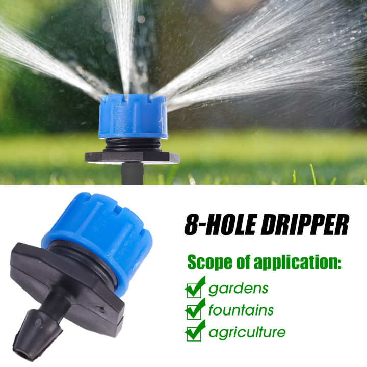 5/20/50/100pcs%208-Hole%20Green%20Flow%20Adjustable%20Dripper%20Garden%20Emitter%20Barb%20Connector%20Greenhouse%20Potted%20Drip%20Irrigation%20-%20Image%203