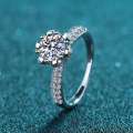 XDY New Sterling Silver Female Dairy Queen 1 Carat Moissanite Ring Petal Six Claw. 