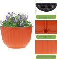 Resin Wall Hanging Planter 8.1 Inch Plants Basket Half Round Flower Holder Planter Pot With S Hooks Flower Pot Basket Container - Flower Tub. 