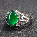 Women Ring Adjustable Green Agate Rings for Men. 