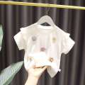 short sleeved t shirt children's top baby half sleeved girls' summer outfit Zhongmin one.
