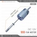 555 DC 12V High-Speed Fan Motor – Heavy Duty, Long Shaft, Double Threaded for Stand Fans & DIY Projects. 