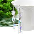 XQFATE Beautiful Purple Butterfly Crystal Drop Earrings for Women Fashion Bow Zirconia Water Drop Charm Ear Clip Jewelry Gifts.
