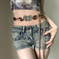 Bohemian Style Butterfly Rhinestone Woven Belt Handmade Wooden Bead Women's Belt Casual Vacation Style Waist Rope. 