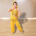 Kids Belly Dance Costumes Set Oriental Kids Indian Dance Costume 140cm Yellow.