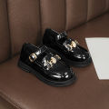 Leather Shoes for Kid Girls Black Shoes Girl's Formal Shoes Korean Style Student Academy Style Children's Princess Shoes. 