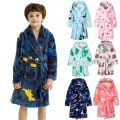 Kids Flannel Bathrobe Baby Girls Boy Cartoon Hooded Pajamas Children Soft Bath Robe Nightgown Teenager Toddler Clothing 2-12Year. 