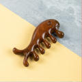 Gold wire natural green sandalwood comb head five teeth round ball meridian comb scalp neck sandalwood massage comb.