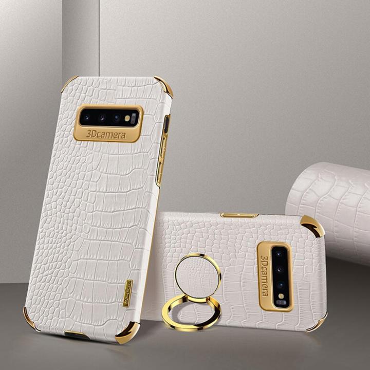 Casing for Samsung Galaxy S10 5G Crocodile Pattern 360 Degree Rotating Ring Cover Compatible with Magnetic Car