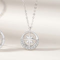 The new sterling silver original eight-pointed star compass couple necklace personalized pointer design clavicle chain is a pair of light luxury and niche. 