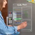 Qiunery Acrylic Calendar For Fridge Magnetic Weekly Planning Board Clear Memo Note Board With 6 Markers For Office Home School. 