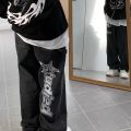 Baggy Jeans American Vintage Embroidered Black Jeans Men Spring and Autumn Personalized Fashion Trousers Cargo Pants Men.