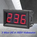 DC 0-100V 0.56″ Inch Digital Display Voltmeter Panel Mount Home Use Voltage Display 3 Wire Digital AC Voltmeter Voltage Meter RED Display 100V Digital Voltage Meter Tester Measuring & Levelling.