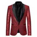 Men's Shiny Sequin Blazer, One Button Tuxedo Suit Jacket for Party, Wedding, Banquet, Prom. 