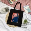 【Good-Love Store】（NEW）Aesthetic Art Canvas Tote Bag Pic Print Storage Bags Black Bags. 